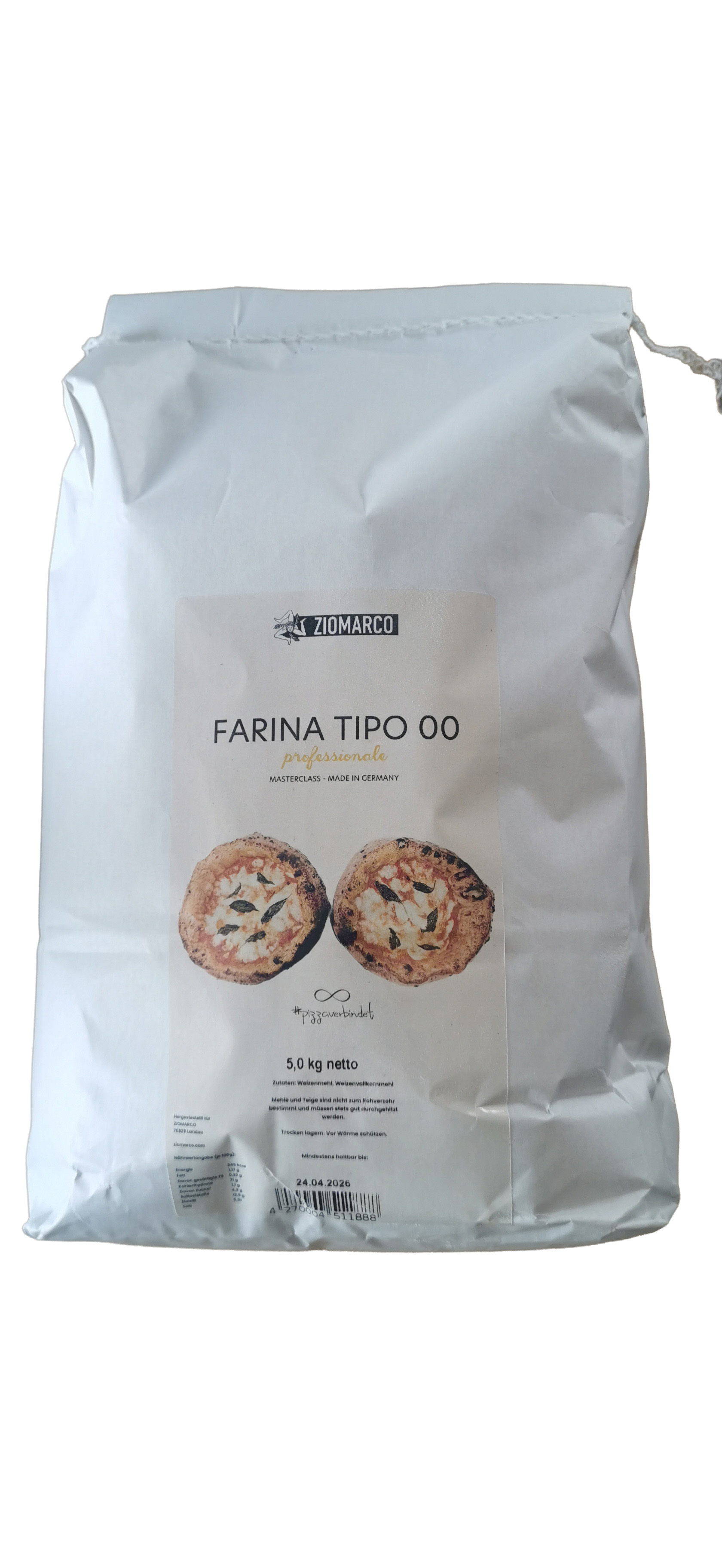 Ziomarco Professionale Tipo 00 – 5kg Pizzamehl mit Vollkornanteil
