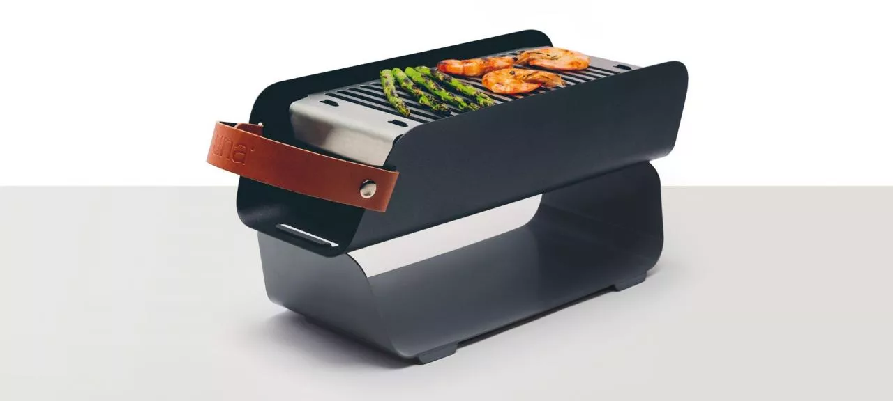 UNA-Holzkohle-Tischgrill grau