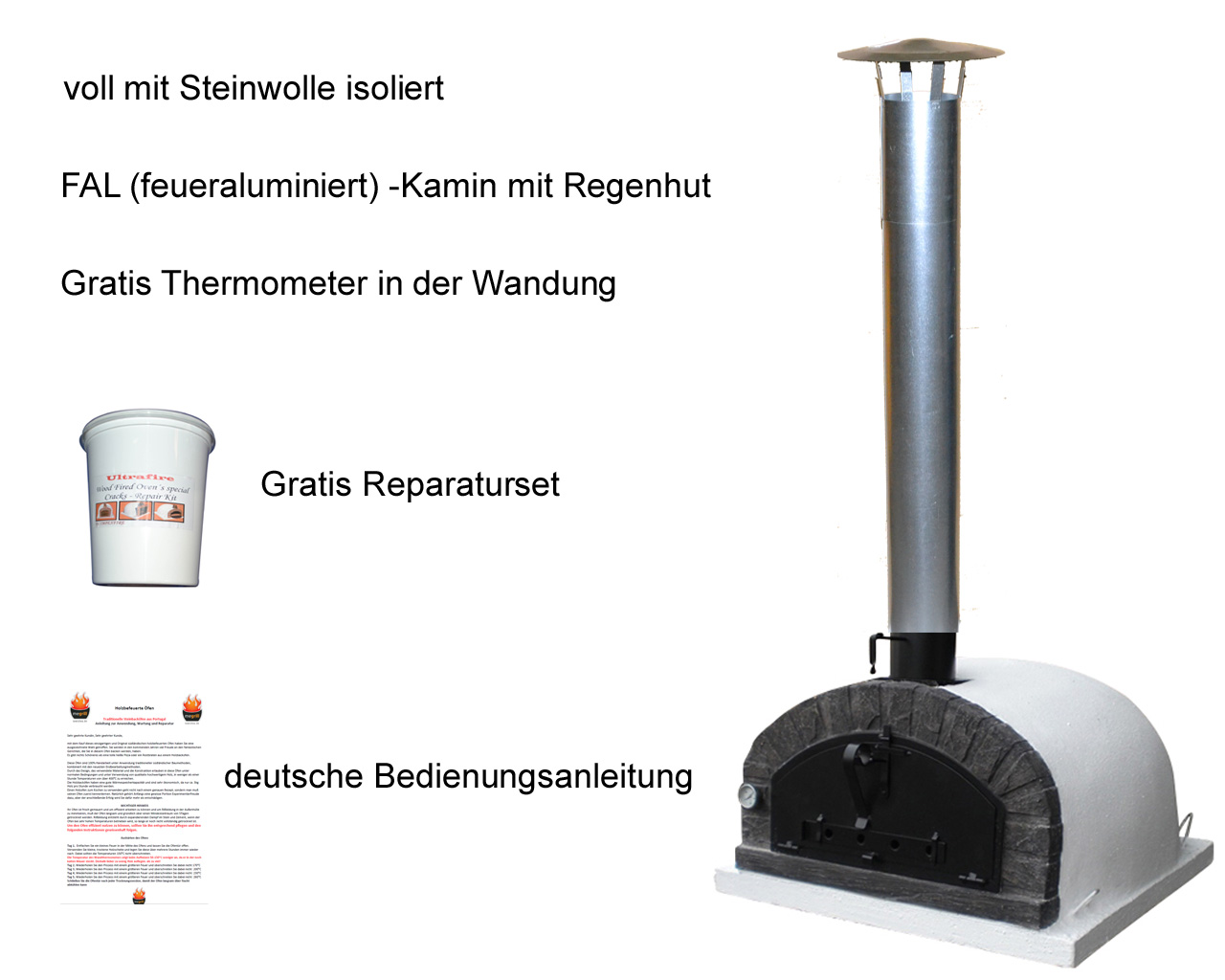 Holzbackofen Brazza100 mit Zubehoer