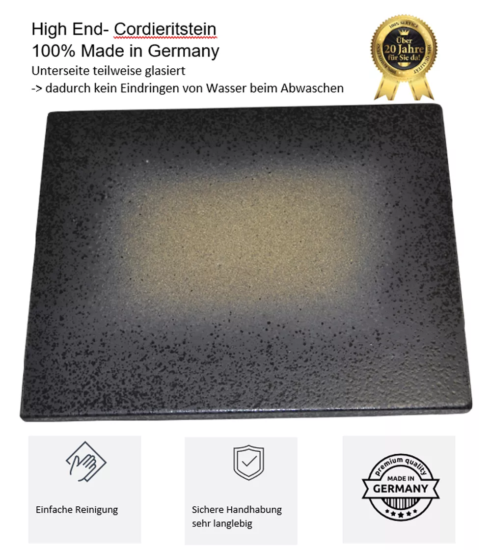 glasierter Cordieritstein - Unterseite teilweise glasiert