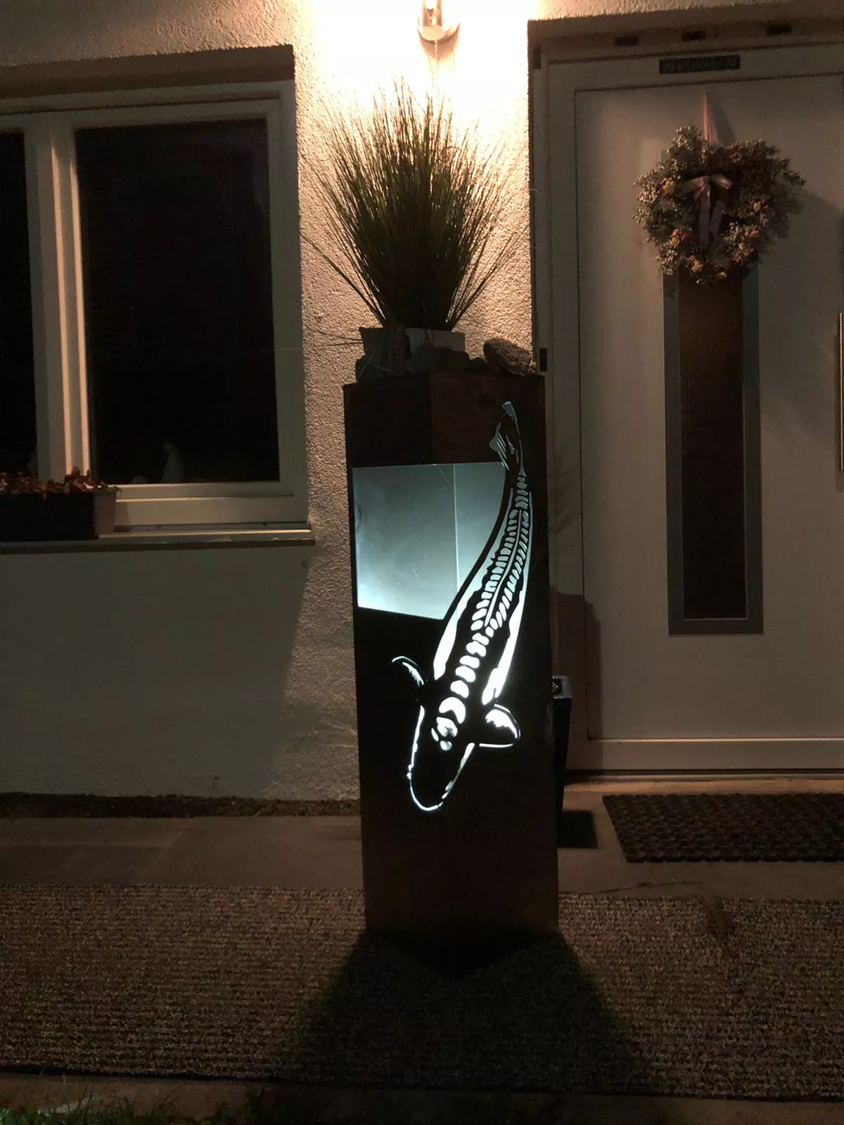 Stele aus Cortenstahl Musik-Fisch - Fisch1