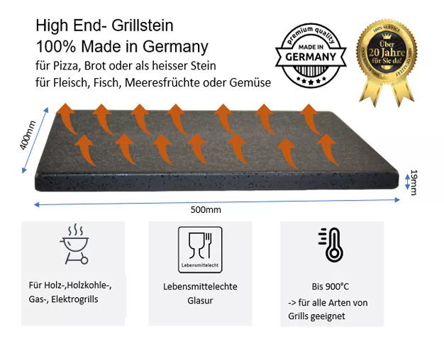 Megrill Grillstein 500x400mm Vorteile