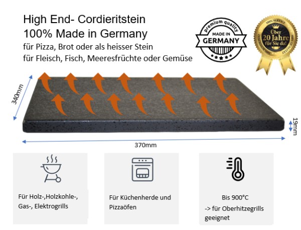 glasierter Cordieritstein Made in Germany